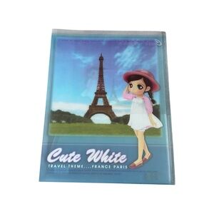 Vintage Orange Story Lovely White Paris Themed Folder Y2K Cute Korean Stationary